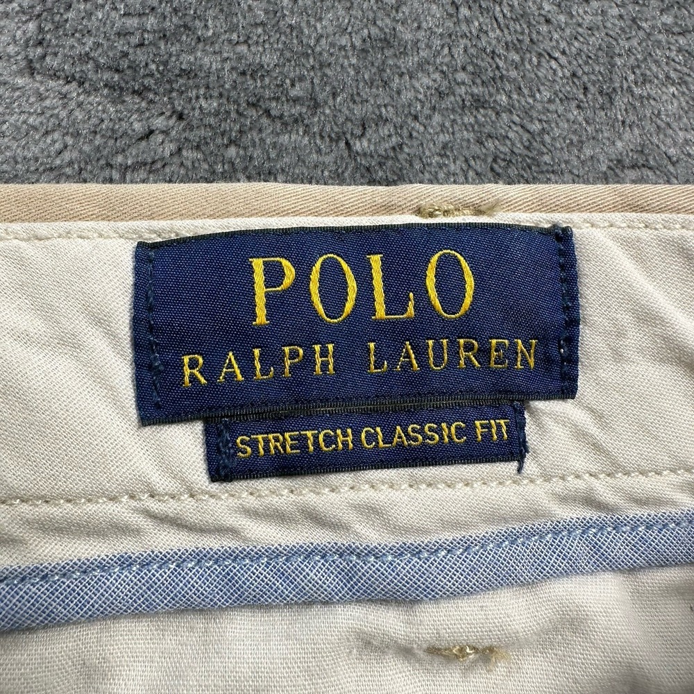 Polo Ralph Lauren Chino Shorts Size 35 Waist Stretch Classic Fit khaki - Picture 2 of 8